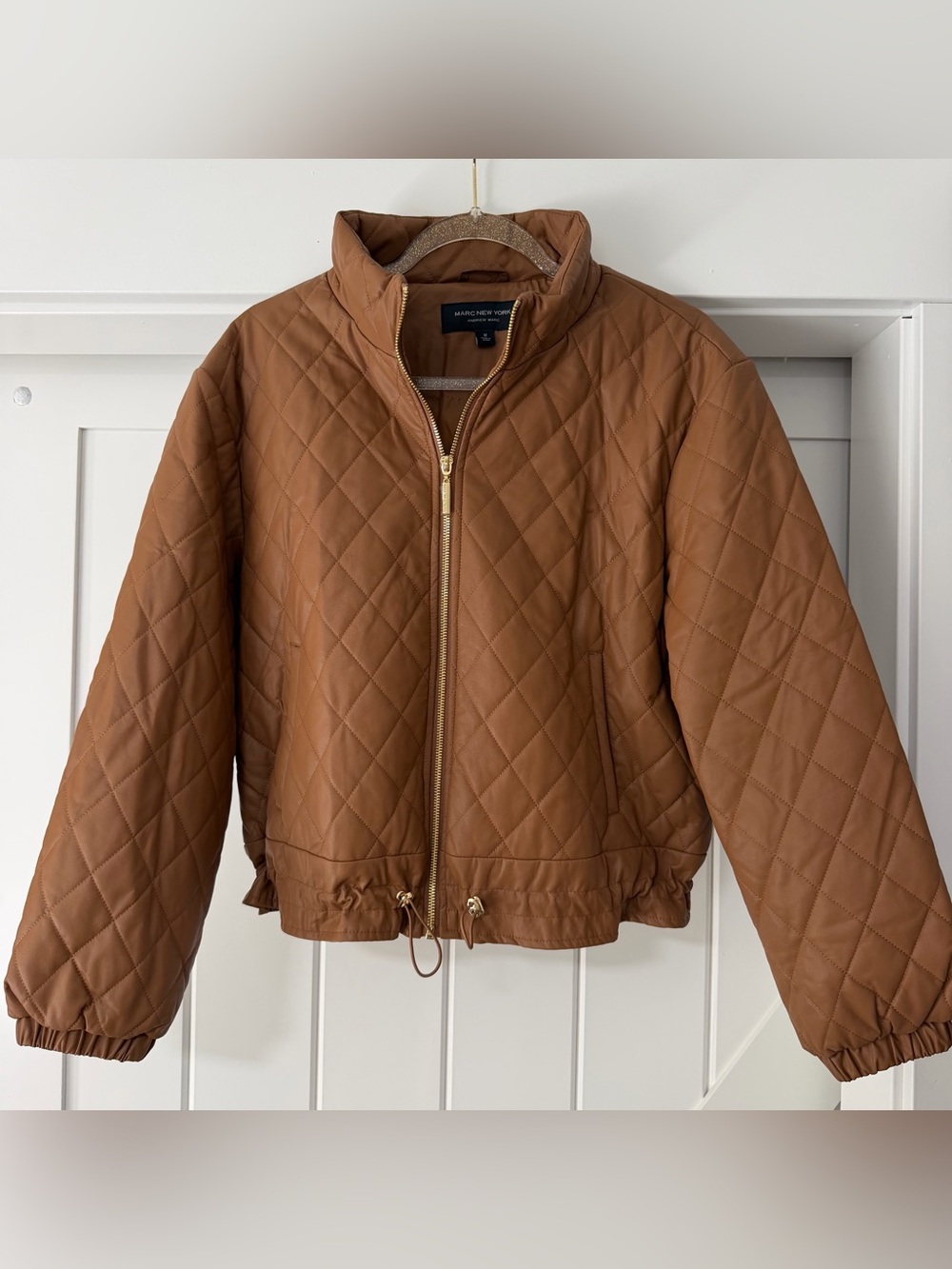 Marc New York Quilted Bomber Jacket - Camel Brown (Medium)